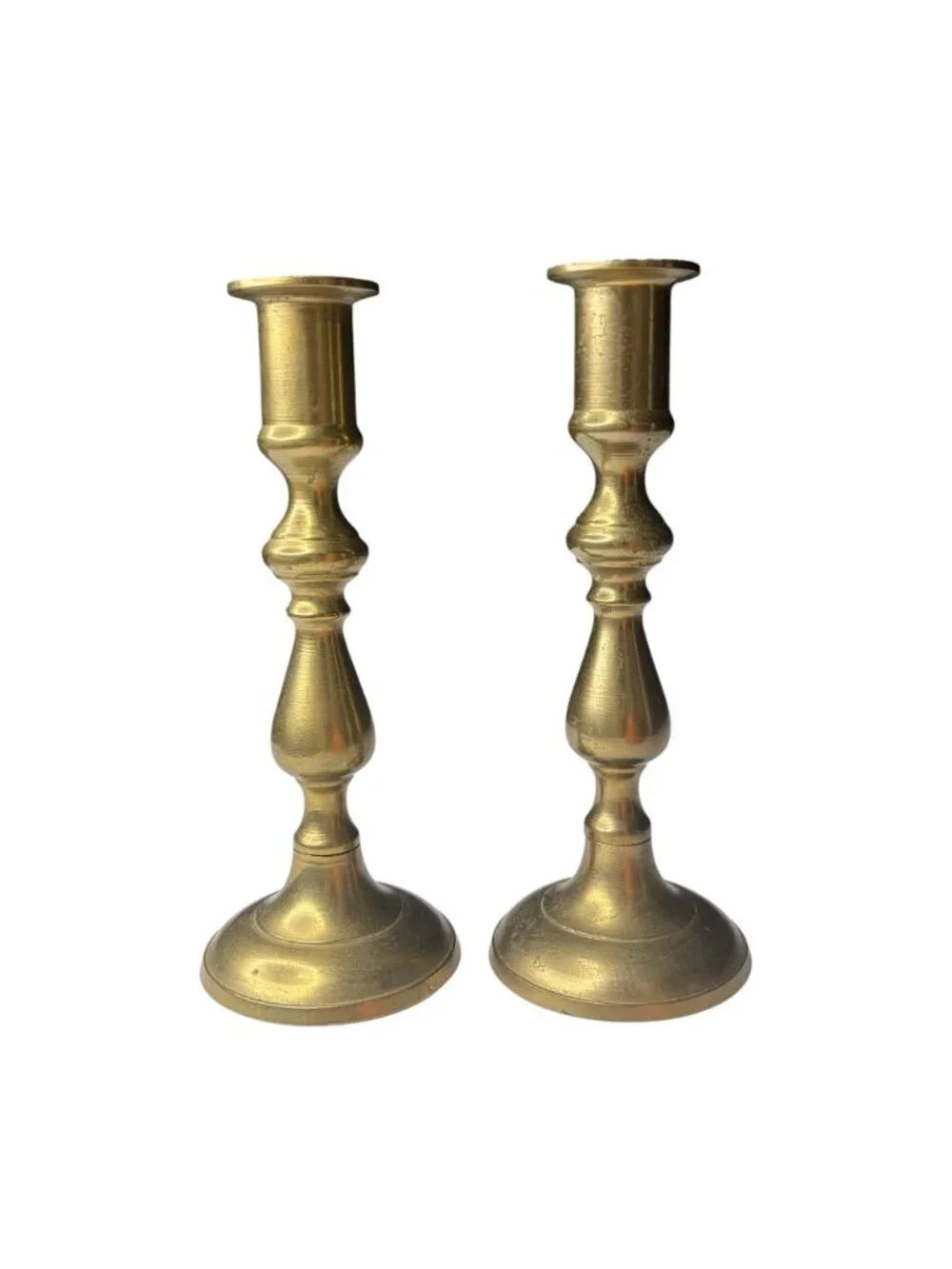Vintage Solid Brass Candlestick Holders Pair Carnat International Taiwan Turned